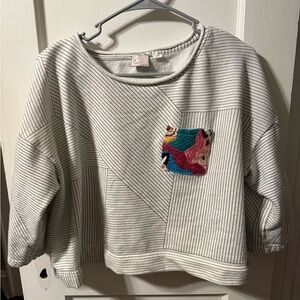 9-h15 stcl Postmark Anthropologie Top Womens Striped Embroidered size medium